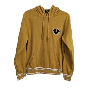 True Religion Sweatshirt Mens Medium Yellow Coast Collegiate Pullover Hoodie